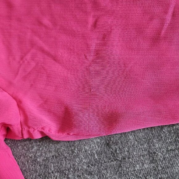 Torrid Top 3X Pink Babydoll Semi Sheer High Smocked NeckCuffs Long Sleeve Ruffle - Picture 6 of 16